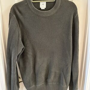 H&M Men’s Olive Gray Waffle Knit Crewneck Sweater